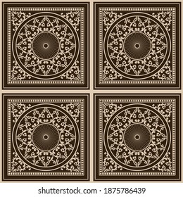 Decorative baroque pattern on brown background.Vector design for fashion prints and backgrounds.