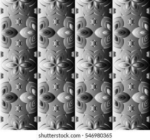 Decorative bas-relief ornament. vector illustration. Seamless geometric pattern. black and white. for interior design, invitation, wallpaper