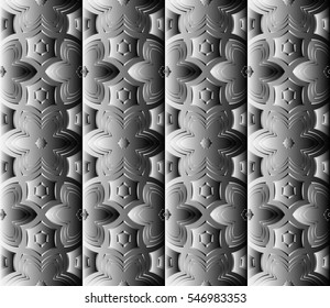 Decorative bas-relief ornament. vector illustration. Seamless geometric pattern. black and white. for interior design, invitation, wallpaper