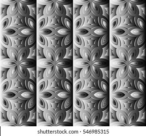Decorative bas-relief ornament. vector illustration. Seamless geometric pattern. black and white. for interior design, invitation, wallpaper