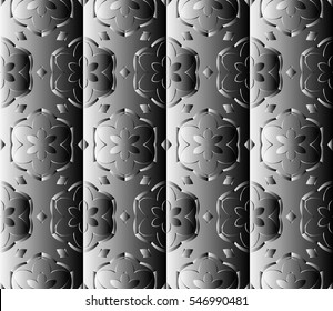 Decorative bas-relief ornament. vector illustration. Seamless geometric pattern. black and white. for interior design, invitation, wallpaper