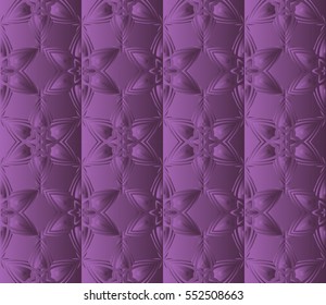 Decorative bas-relief ornament. vector illustration. Seamless geometric pattern. purple color. for interior design, invitation, wallpaper