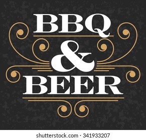 Decorative BBQ & Beer vector design on grunge background. Fully scalable and editable.