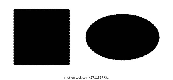 Bordes decorativos de la cuerda moldeada: cuadrado, círculo, y conjunto de Vector de marcos ovalados.