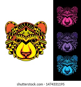 decorative bear glowing from pattern