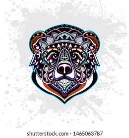 decorative bear from pattern with rousing color