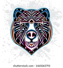 decorative bear from pattern with rousing color