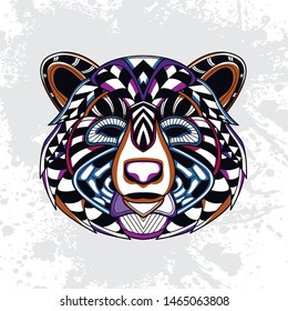 decorative bear from pattern with rousing color