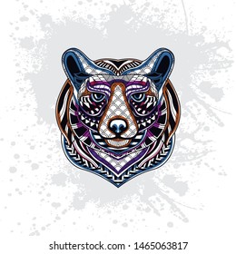 decorative bear from pattern with rousing color