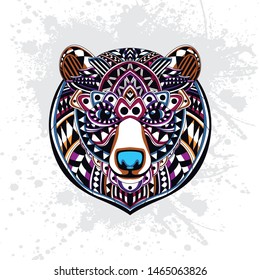 decorative bear from pattern with rousing color