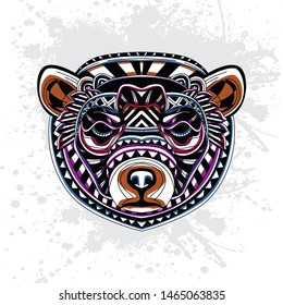 decorative bear from pattern with rousing color