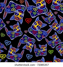 Decorative beautiful cats seamless
