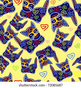 Decorative beautiful cats seamless
