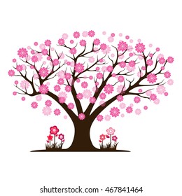 Decorative beautiful cherry blossom tree vector illustration