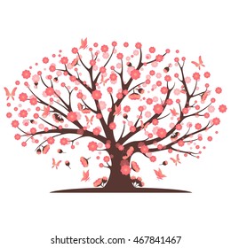 Decorative beautiful cherry blossom tree vector illustration