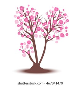 Decorative beautiful cherry blossom tree vector illustration