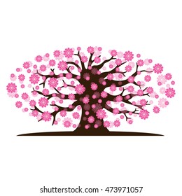 Decorative beautiful cherry blossom tree vector illustration