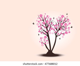 Decorative beautiful cherry blossom tree with background vector illustration