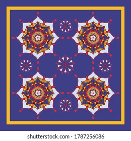 Decorative beautiful design with abstract elements for decoration and your design. Mandala. The Ornament. Symmetry texture. Print for shawl and carpet, tile. Vector illustration.	