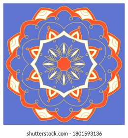 Decorative beautiful design with abstract elements for decoration and your design. Mandala. The Ornament. Symmetry texture. Print for shawl and carpet, tile. Vector illustration.	