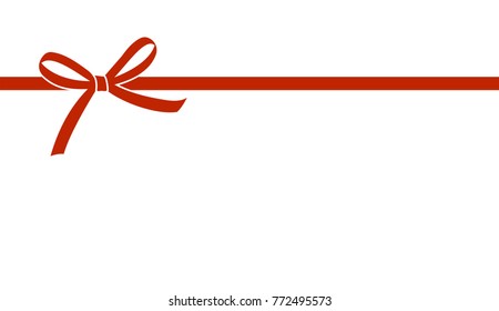 Decorative beautiful red bow with horizontal ribbon isolated on white. Vector bow.