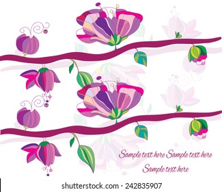 decorative beautiful vector background with flowers on a tree branch