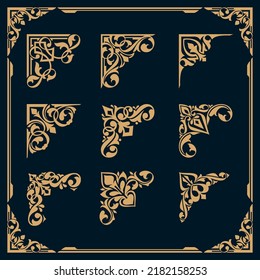 decorative beautiful vintage gold frame , border and corner. luxury and modern