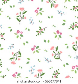 Decorative beauty seamless vector pattern with flowers. Design print background image.