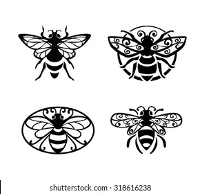 Decorative bee sign. Set for logo