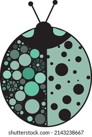 Decorative beetle in cold blue tones. A vector file is useful for creating your designs.