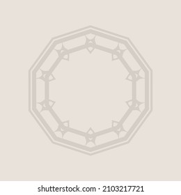 Decorative beige background with ornamental circular pattern. Card template design. Vector illustration.