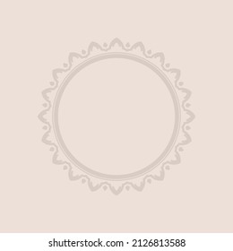 Decorative beige background with ornamental circular pattern. Card template design. Vector illustration.