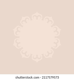 Decorative beige background with ornamental round pattern. Card template design. Vector illustration.