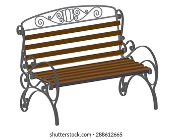 Decorative bench in an isometric view. Isolated.