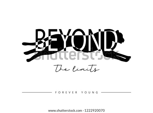 Decorative Beyond Limits Slogan Leopard Illustration Stock Vector Royalty Free