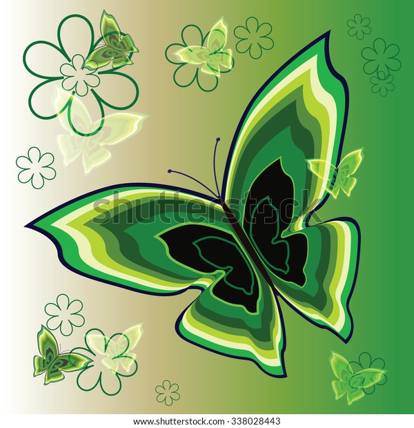 Decorative Big Green Butterfly On Light Animals Wildlife Nature