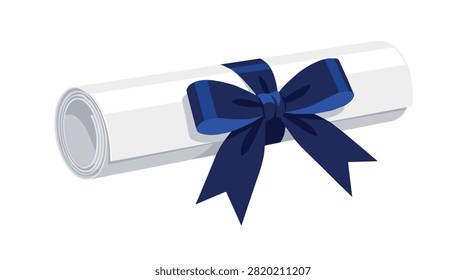 Decorative birch scroll tied with a navy blue ribbon symbolizing celebration or ceremony with elegant wrapping for special occasions