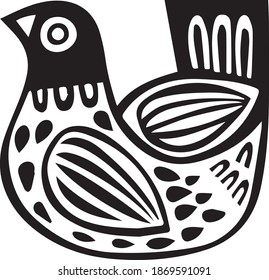 Decorative bird. Abstract bird. Hand drawn bird for your design. for textile printing.