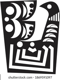 Un pájaro decorativo. Pájaro abstracto. Pájaro dibujado a mano para tu diseño. para impresión textil.