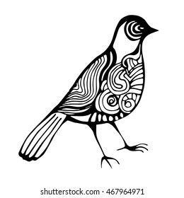  Decorative bird. Abstract bird. Hand drawn bird for your design.