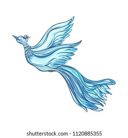 Decorative bird In art nouveau style, vintage, old, retro style. Isolated on white background. Vector illustration.