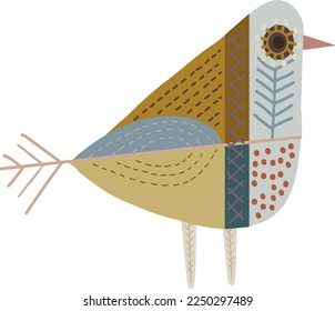 Un pájaro decorativo de estilo étnico. Archivo vector para diseños.
