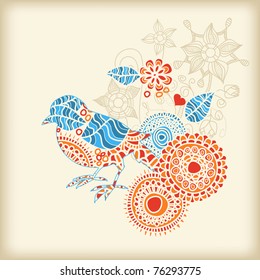 Decorative bird floral background