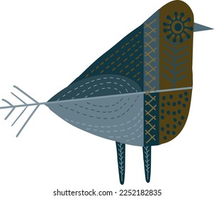 Decorative bird in folk style. Vector file for designs.