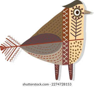 Decorative bird in folk style. Vector file for designs.