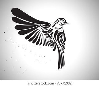 Decorative bird icon. Vector illustration.