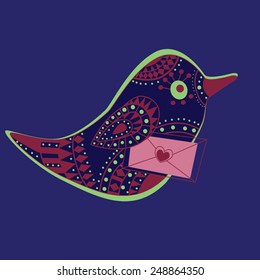Decorative bird with a letter