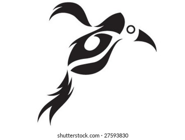 Decorative Bird symbol shape in black