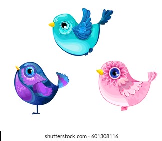 Decorative birdies set vector illustration