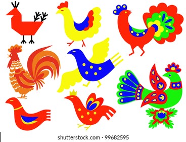 Decorative birds isolated on the white background